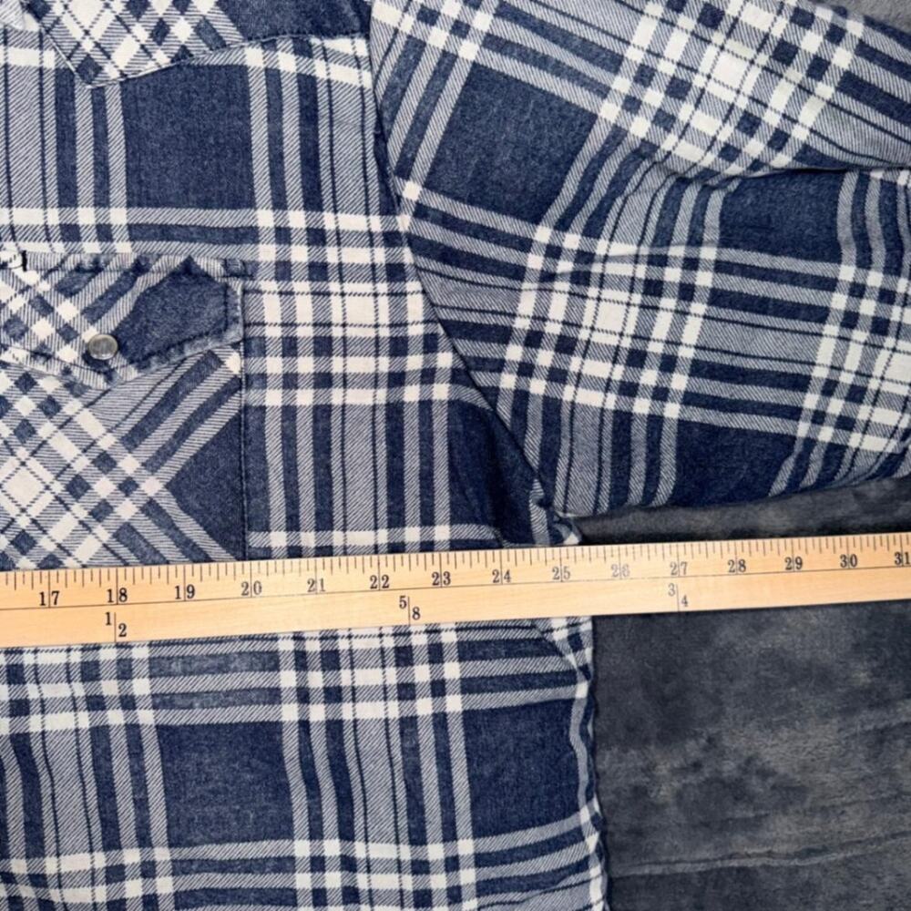 Wrangler Mens Quilted Lined Flannel Shirt Jacket XXL Blue Plaid Western Vintage - Picture 7 of 8